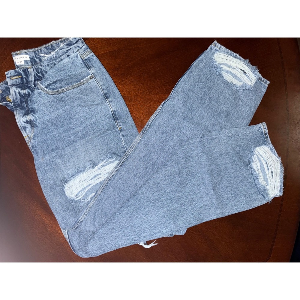 Good American Womens Destroyed Hem Size 8/29 Factory Distressed INDIGO162 Grunge